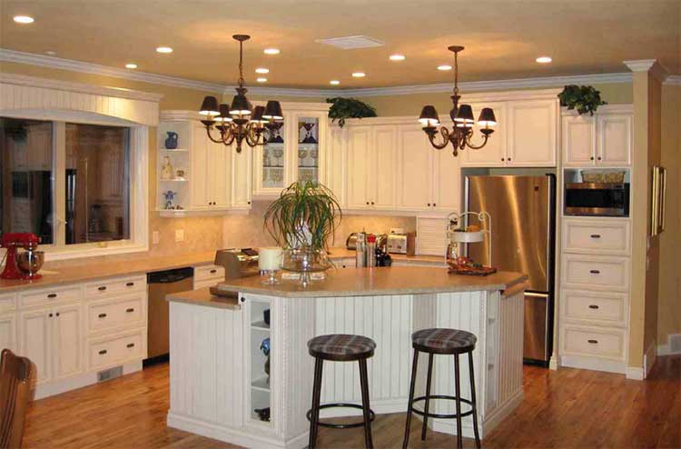 kitchen with recessed cabinets
